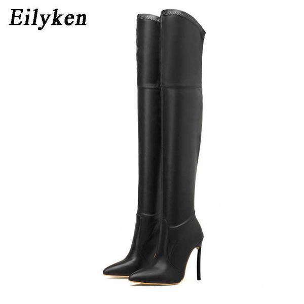 Boots Eilyken 2022 Новая сексуальная на коленных ботинках высококачественная кожаная кожа.