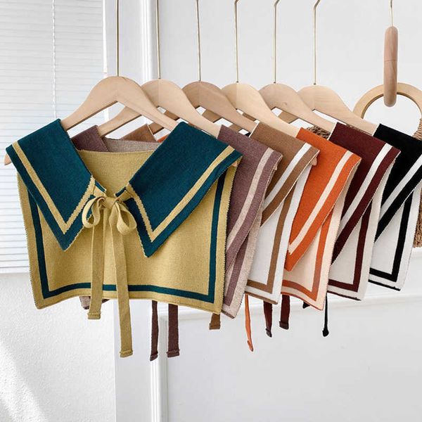 Schals Korean College Color Matching Neck Guard Warm Knit Shl Sommer Klimatisierter Raum Schützen Halswirbelsäule Frauen Schal P89 Y2209