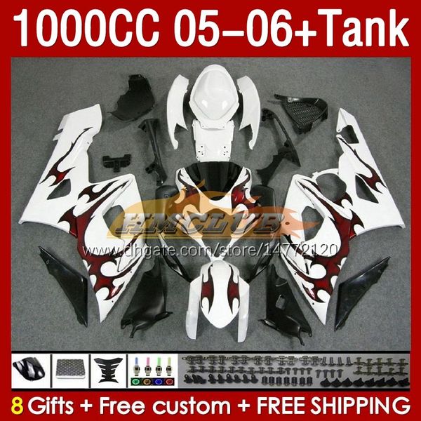 Suzuki GSXR1000 GSXR 1000 CC K5 GSX-R1000 2005-2006 Vücut 157no.17 1000cc GSXR-1000 05 06 GSX R1000 2005 2006 Enjeksiyon Kalıp Kaplaması Kırmızı Beyaz Blk