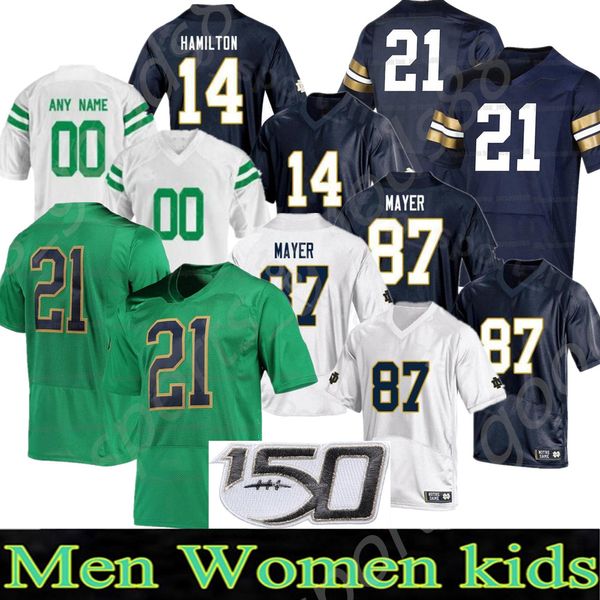 NCAA TOP Notre Dame Fighting Irish Football College 87 Michael Mayer Jersey 24 Tremble 14 Kyle Hamilton Jeremiah Owusu-Koramoah TaRiq Bracy