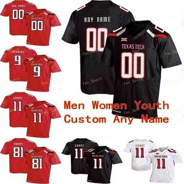 SJ NCAA College Trikots Texas Tech 2 DeMarcus Felton 2 KEKE COUTEE 21 Da'leon Ward 21 DeAndre Washington Custom Football Stitched