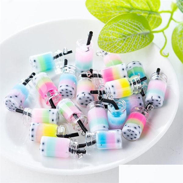 Charms acrílico transparente copo de vidro encantos de 10pcs/conjunto frutas sundae color brios diy colar charme infantil jóias femininas descobertas co dh2m1