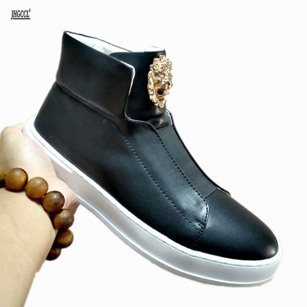 Marca masculina Black Leisure High Top Luxe Acessórios Botas Esportivas Brancas A2 457