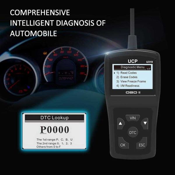 Strumento diagnostico per scanner per auto OBD2 6 lingue Rilevamento guasti Strumento diagnostico Lettore di codice Tester di riparazione diagnostica per scanner per auto