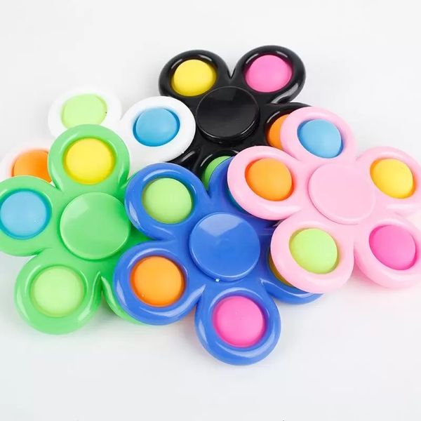 Decompressione fidget Toy Fingertip Gyro Vent Silicone Finger Press Plum Blossom Gyros Bubble Music ZM924