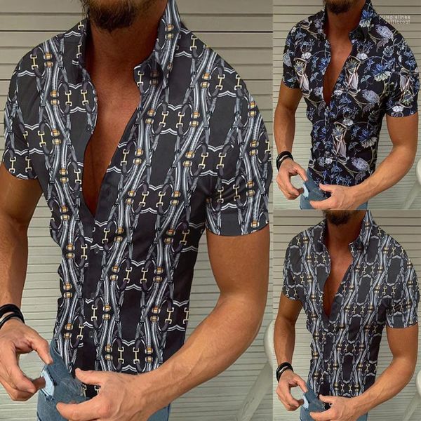 Camisas casuais masculinas Seersucker Men Spring Summer Vacation Single single Basted Lapeel Print Print Beach Purple Longa Longa Treino