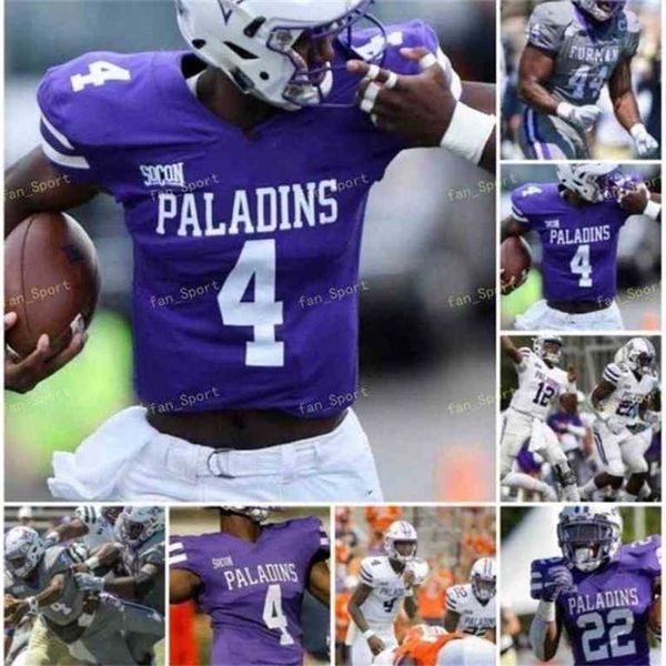 Sj NCAA College Maglie Furman Paladins 25 Carson Maples 32 Devin Abrams 83 Ryan DeLuca 82 Ryan Miller 89 Thomas Gordon Calcio personalizzato