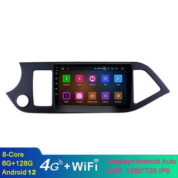 Sistema de navegação GPS para vídeo Android de 9 polegadas para 2011-2 2014 Kia ​​Picanto Morning com tela sensível ao toque Bluetooth AM/FM Radio Aux 3G/4G