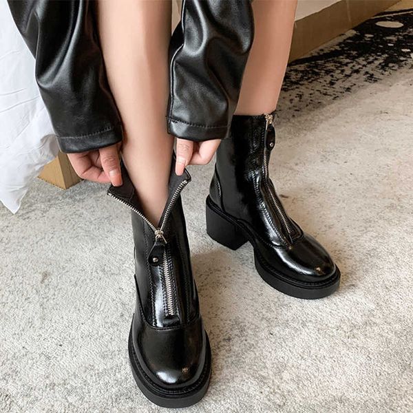 Botas High Heels Mulheres 2022 Novo Winter Chelsea Designer Brand Luxury Zipper Taintukle Shoes Goth Punk Mujer Zapatos Y2209