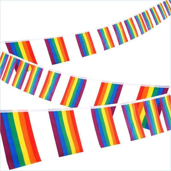 Decoração de festa Rainbow String Banner Banner Bandas de orgulho gay Rec Colorf Stripes para o festival LGBT Carnival Home Bars Drop Deli Dhzuw