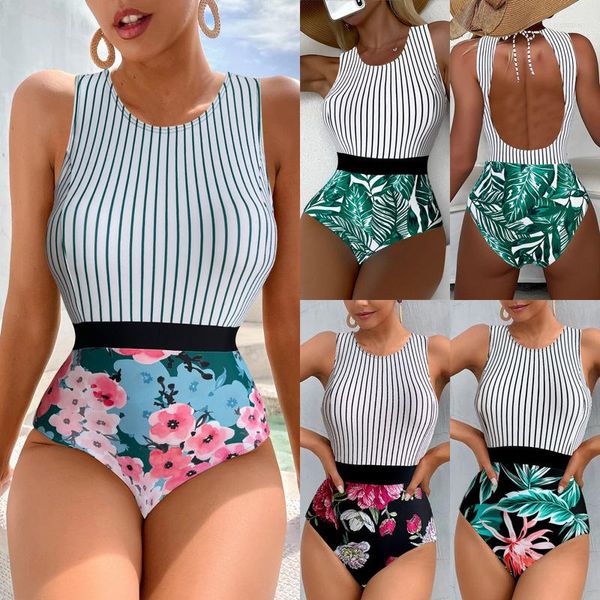 Moda de banho feminina sexy mergulhando uma peça de maiô com traje de banho 2022 pretexto com cinto de roupas de praia sólidas