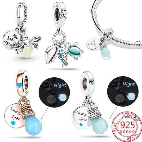 Charms Yeni Popüler 925 Sterling Gümüş Cazibe Aydınlık Ampul Çifte Çift Cazibe Orijinal Klasik DIY Bilezik Bayanlar Mücevher Moda Ac