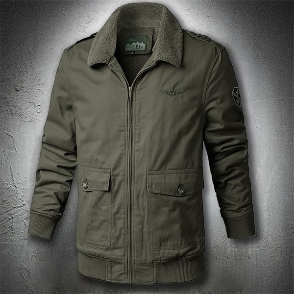 Herren Daunenparkas MidLong Bomberjacke Herbst Winter Militär Pelz gefüttert S Taktische Mäntel Turndown Kragen Pilot Plus Größe 220923