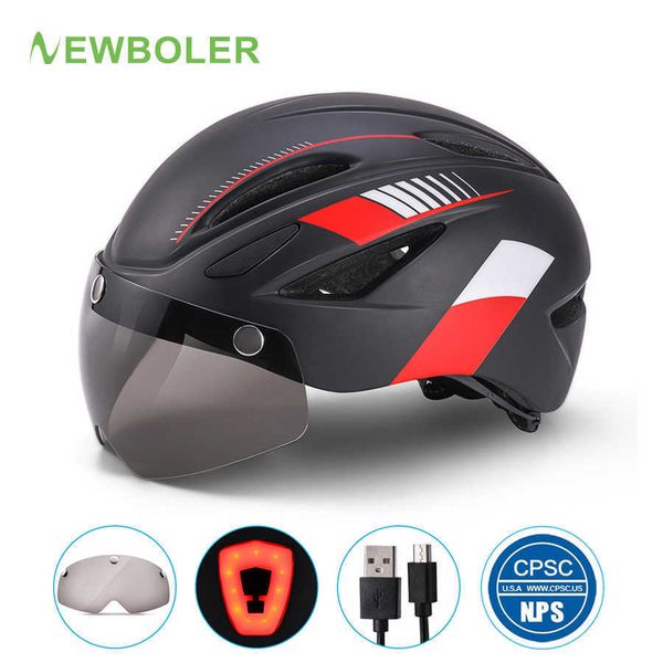 Capacetes de ciclismo Newboler LED Capacete de ciclismo Light Professional MTB Road Bike Helmets Men Women Ultralight Mountain Bicycle Cycle Ciclo T220921