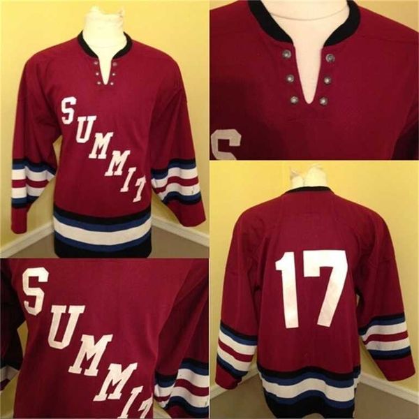 GLA MIT #17 Zirve Lisesi New Jersey Hokey Jersey% 100 dikişli nakış s hokey formaları kırmızı vintage