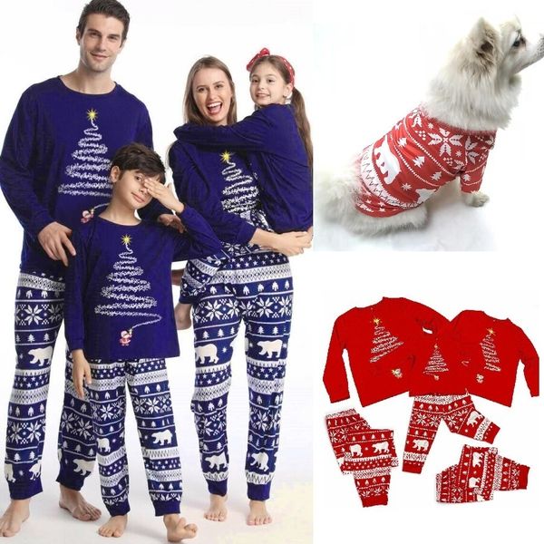 Família correspondentes ao Natal Polar Bear Padre Mãe Pijama de Pijamas Mamãe e eu Clothes PJ's Clothes Tops calças 220924