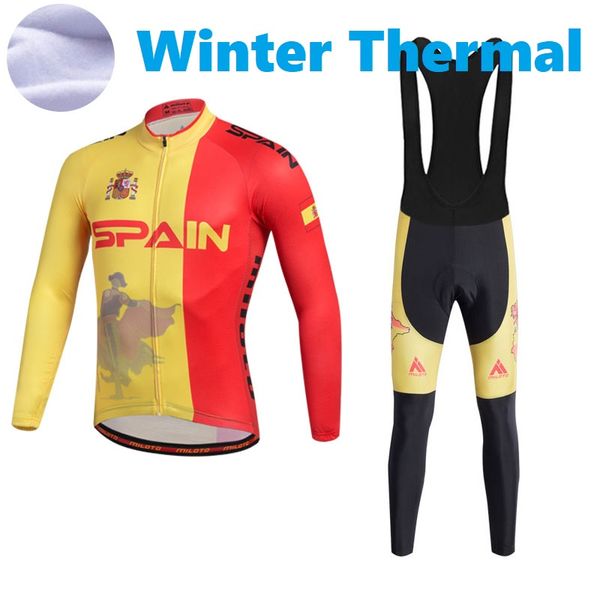 2023 Pro Mens İspanya Kış Bisikleti Jersey Set Uzun Kollu Dağ Bisiklet Bisiklet Giysileri Nefes Alabilir MTB Bisiklet Giysileri Giyim Takım elbise B37
