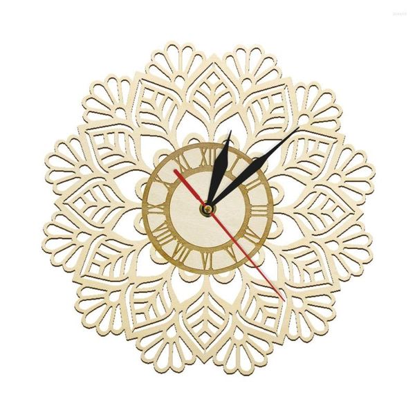 Relógios de parede Snowflake Clock Wooden Winter Christmas Snow Art Decoração de férias de férias