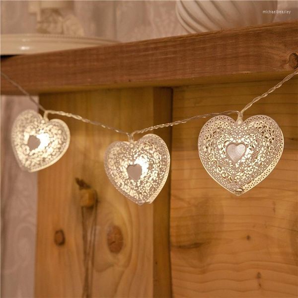 Strings Metal Love Heart 1m 2m 3m Fairy LED String Lights para Christmas Wedding House Casa Indoor Decoração ao ar livre alimentada