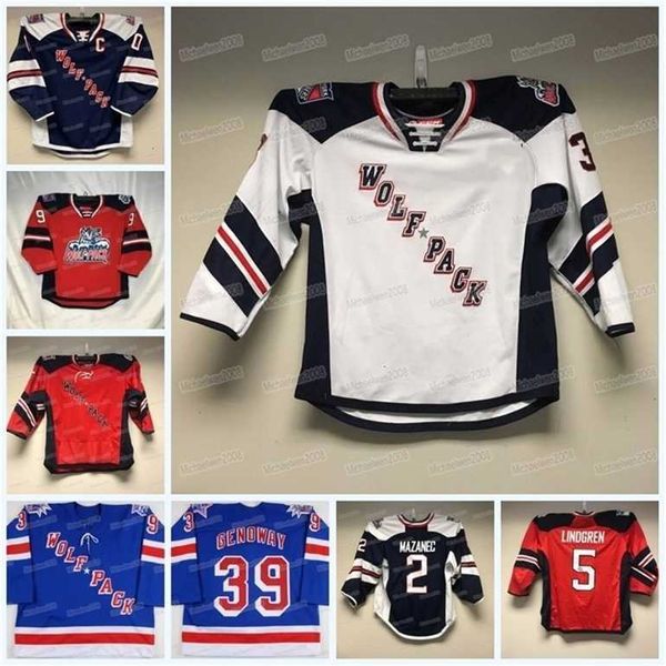 Gla MitNess Custom Wolf Pack Hockey Jersey AHL Jonny Brodzinski Anthony Greco Tanner Fritz Ty Ronning Tim Gettinger Zac Jones