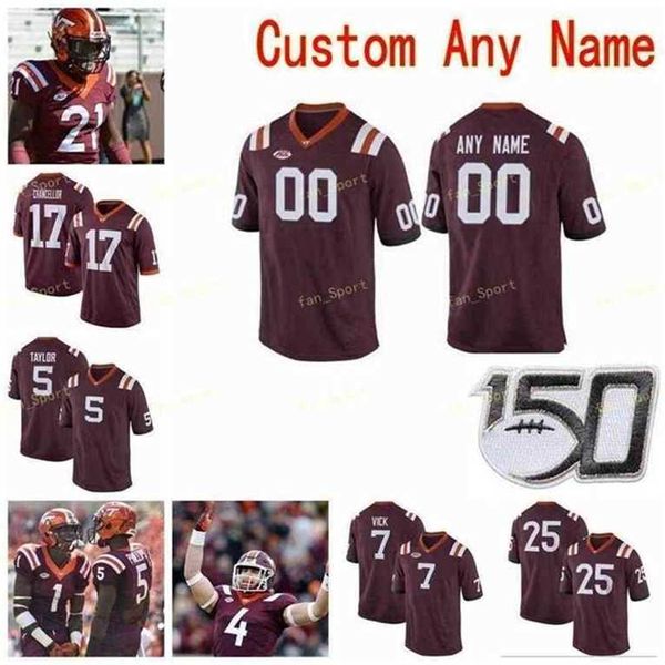 Sj NCAA College Jerseys Virginia Tech Hokies 21 Reggie Floyd 22 Edmunds 25 Frank Beamer 80 Kaleb Smith 11 Tre Turner Custom Football Stitched