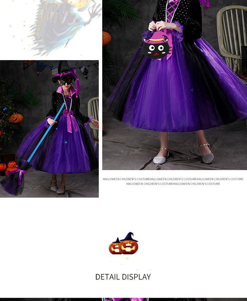 2022 Mode Halloween Mädchen Kleider Zauberer Kostüm Kinder Leuchtende Cos Weihnachten Klassische Hexe Prinzessin Kleid Kinder Kleidung