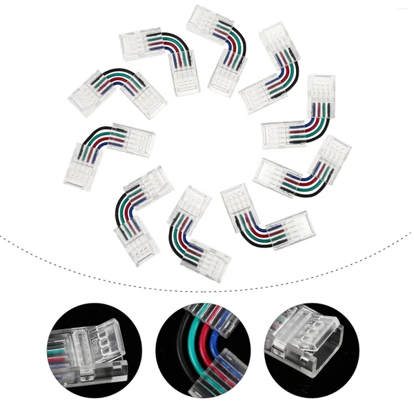 Portalampade 10 connettori adattatori a 4 pin per strisce luminose a LED per luci SMD RGB