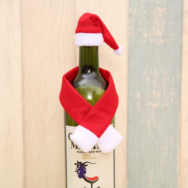 Chap￩u de garrafa de vinho de Natal Conjunto de cerveja Bottles Bottles Hats Decor de bebida Red Festival Decora￧￣o Festival Party TH0430