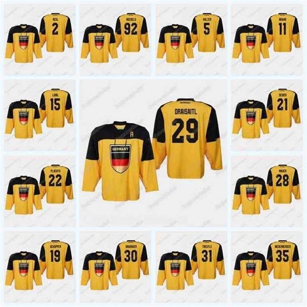 Gla C202 Germania 2019 IIHF World Championship Maglia 29 Leon Draisaitl 50 Patrick Hager 91 Moritz Muller 28 Frank Mauer 5 Korbinian Holzer