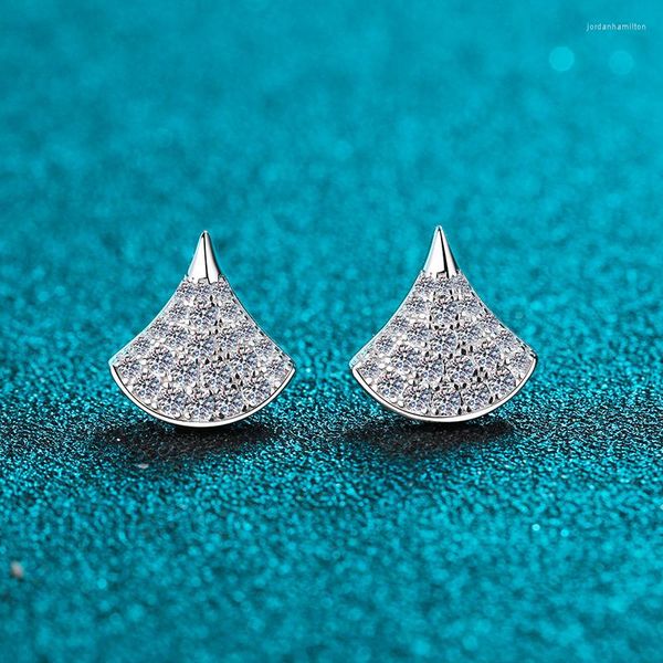 Brincos de garanhão Corte brilhante corte 0,8 quilat D Micro Moissanite Diamond Test Past Fan Silver 925 VVS1 Gemstone