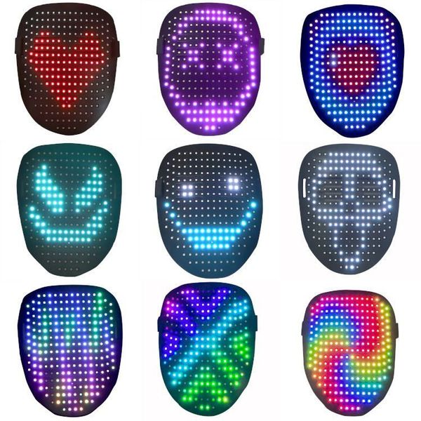 LED parlayan maske 50 desenler, şarj edilebilir jest indüksiyonu yüz değiştiren festival parti malzemeleri gece kulübü çubuğu atmosferi propss