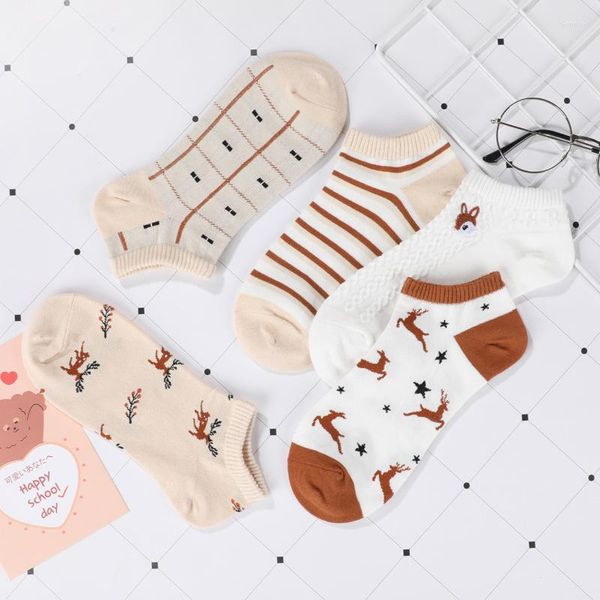 Frauen Socken 5 Paare/los Lolita Für Blume Tiere Obst Nette Frühling Sommer Baumwolle Mädchen Ankle Sokken Calcetines