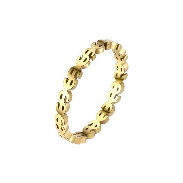 Anello con simbolo del dollaro USA in acciaio inossidabile Hip Hop 3MM Anelli creativi in oro color USD per gioielli da sposa da donna Prezzo all'ingrosso