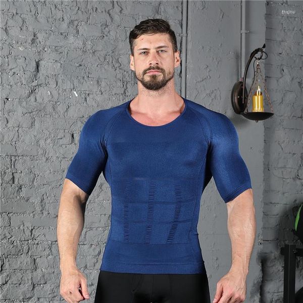 Intimo modellante per il corpo da uomo T-shirt a compressione da uomo Shaper Top Uomo Vita e addome Controllo Correzione della postura Shapewear Dimagrante