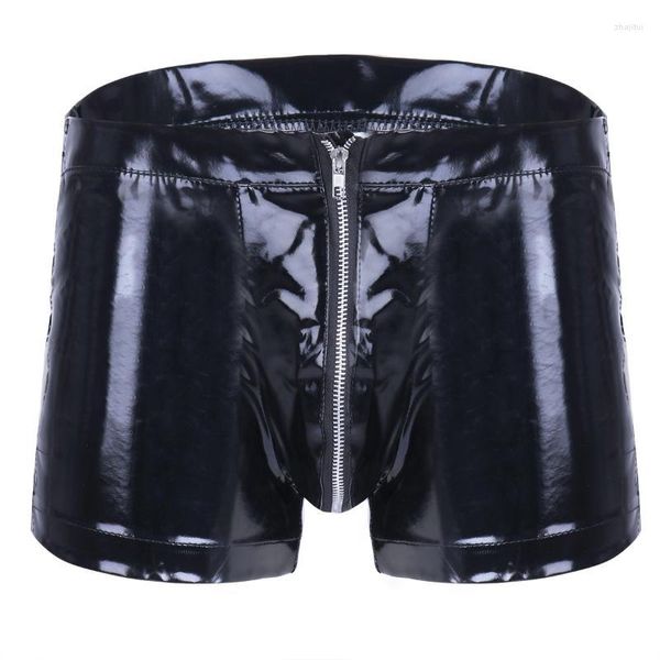 Herren-Körperformer, Herren-Leder-Fetisch-Boxershorts mit Schnürung neben sexy kurzen Hosen mit offenem Schritt für Herren, für Sex, Latex, figurbetonter Reißverschluss, ouvert