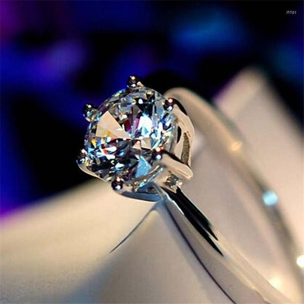 Rings de cluster Solitaire for Women Genuine White Gold Gold cheio SONA CZ PROMECIMENTO FEMAN ANELENTE JOENS DE ENVOLVIMENTO DE ANEL