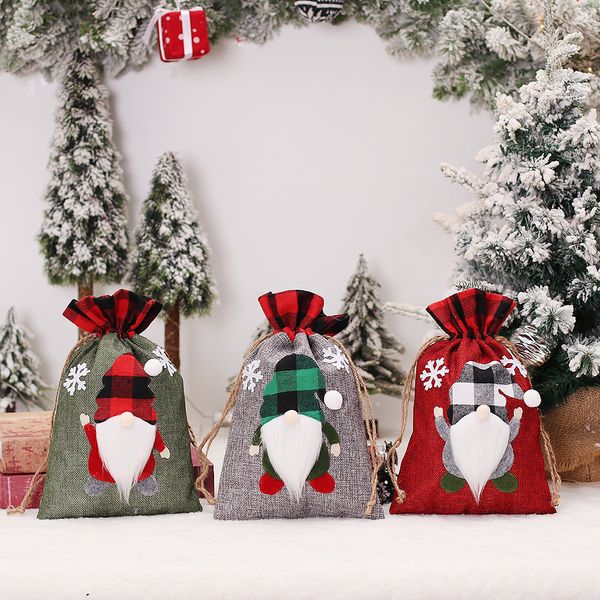 Рождественская мультипликационная мешка с двойной шнуркой карманной конфеты с двойной шнуркой