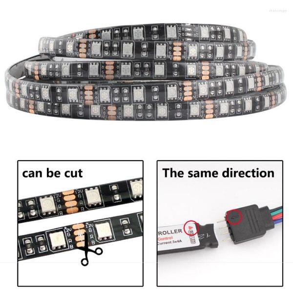 Strisce 12V RGB LED Strip 12V Volt Light PCB nero 1M 2M 60led/m Nastro flessibile impermeabile Decorazione nastro