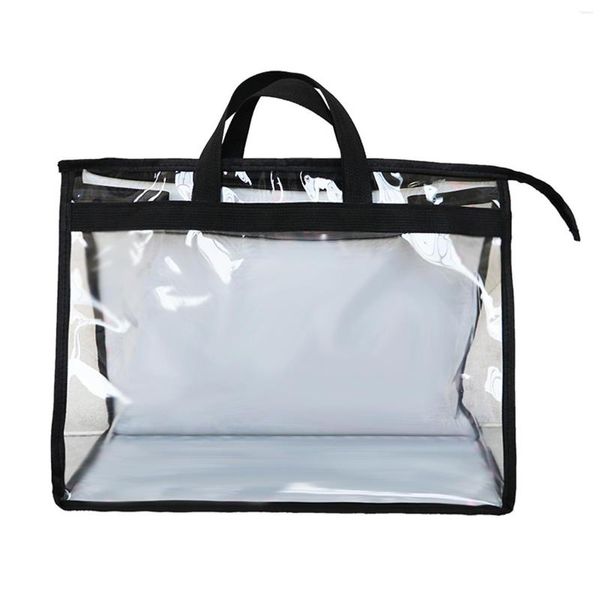 Sacos de armazenamento Saco transparente à prova de poeira Protable Bolsa feminina Bolsa protetora contra poeira com zíper Protetor à prova d'água NI