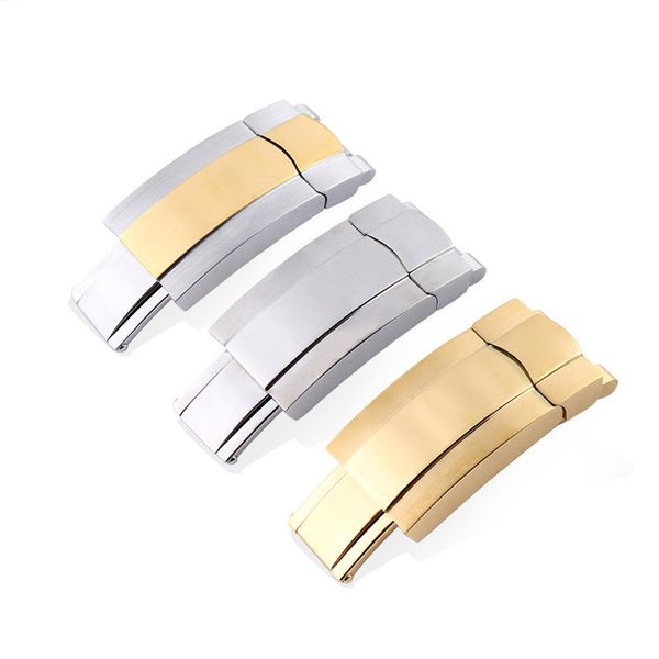 16 mm Edelstahl-Faltschließe für Rolex-Uhrenarmband aus Gummi und Leder