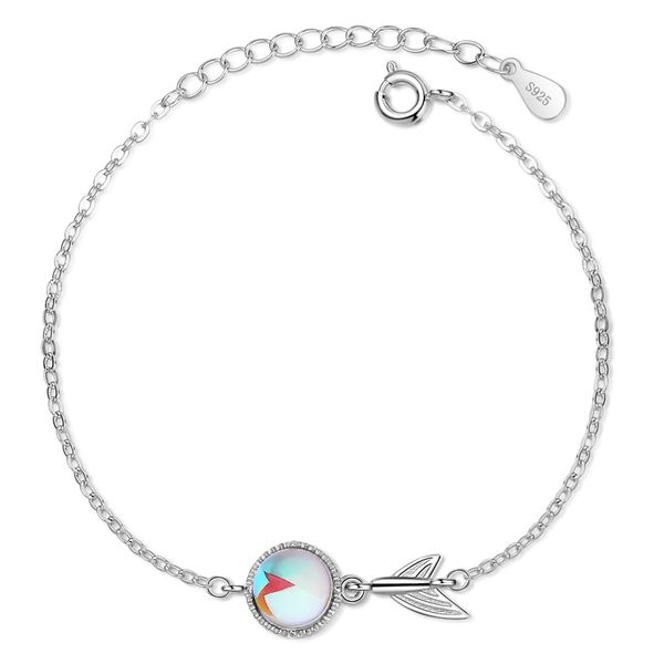 Braccialetti di fascino di luna colorato d'argento per donne braccialette della catena della coda di pesce gioielli di corea 2021 NUOVO