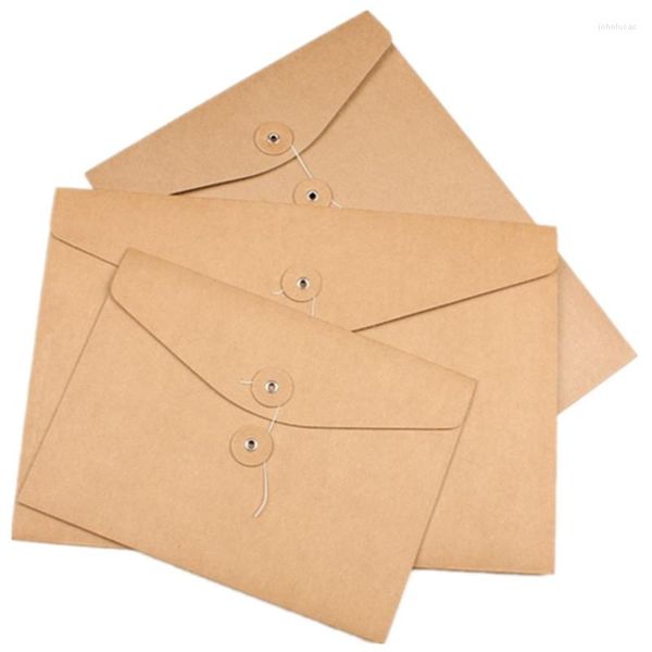 Embrulhada de presente kraft papel a4 portador de documentos de armazenamento de saco de bolso de bolso em branco com bloqueio de corda bolsa de suprimentos de escritório 100pcs