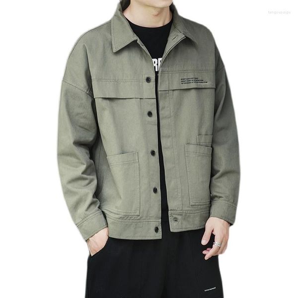 Giacche da uomo 2022 Primavera Uomo Casual Giacca cargo lavato Cappotti in puro cotone Bomber verde militare Maschile militare Streetwear Cappotto da baseball