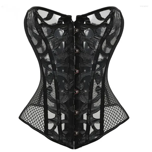 Bustini Corsetti Corsetto Corsetto Lingerie sexy in pizzo Donna Scava fuori corpetti Overbust Top neri Bustier Taglie forti Guaina dimagrante per la pancia