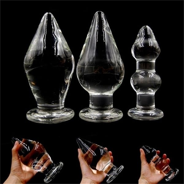 Giocattoli anali Dia 48/75 / 80mm Crystal Glass Plug Big Long Butt Penis G-spot Masturbatore maschile Dildo Sex For Woman Men 220922