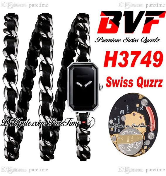 BVF Premiere H3749 Orologio svizzero ETA al quarzo Ladeise Cassa in acciaio Rosck Pop Quadrante nero Cinturino in pelle intrecciata Orologio da donna Super Edition Puretime E5