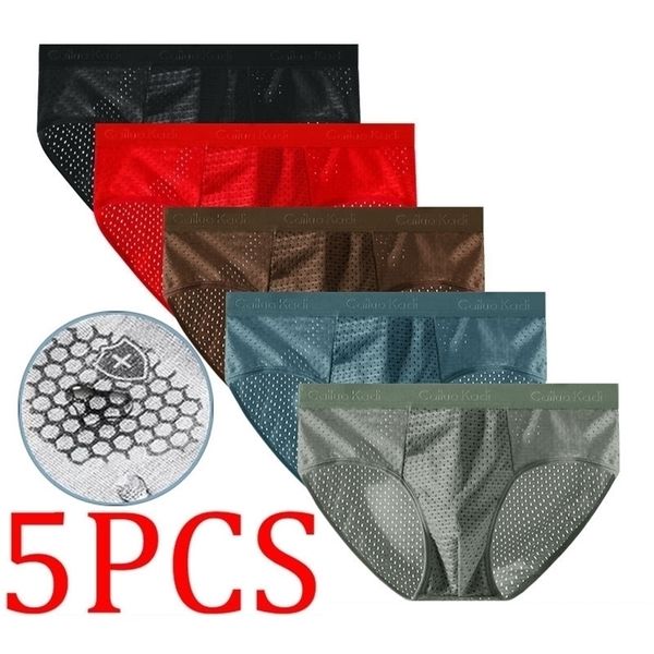 Mutande 5PCSLot Mesh Hole Graphene uomo slip slip intimo sexy uomo 220924