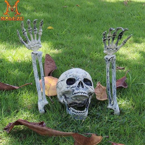 Máscaras de festa molezu halloween osso branco braço de mão osso horrível caveira de boca aberta para halloween jogos de halloween suport cemitério Haunthouse decoração de brincadeira 220926