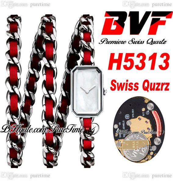 BVF Premiere H5313 Orologio svizzero ETA al quarzo Ladeise Rosck Pop Cassa in acciaio rosso Quadrante MOP Cinturino in pelle intrecciata Orologio da donna Super Edition Puretime C3