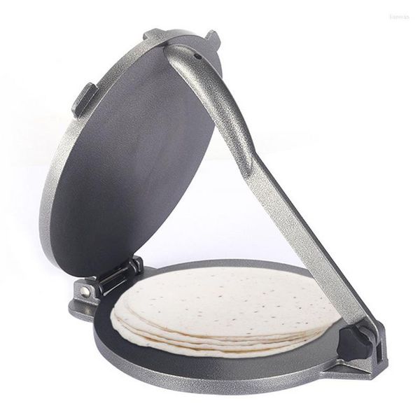 Tovagliette Tortilla in acciaio inossidabile Impasto Pasticceria Press Maker Padella Manico lungo Pieghevole Fai da te Per cucina Pancake Pie Cook